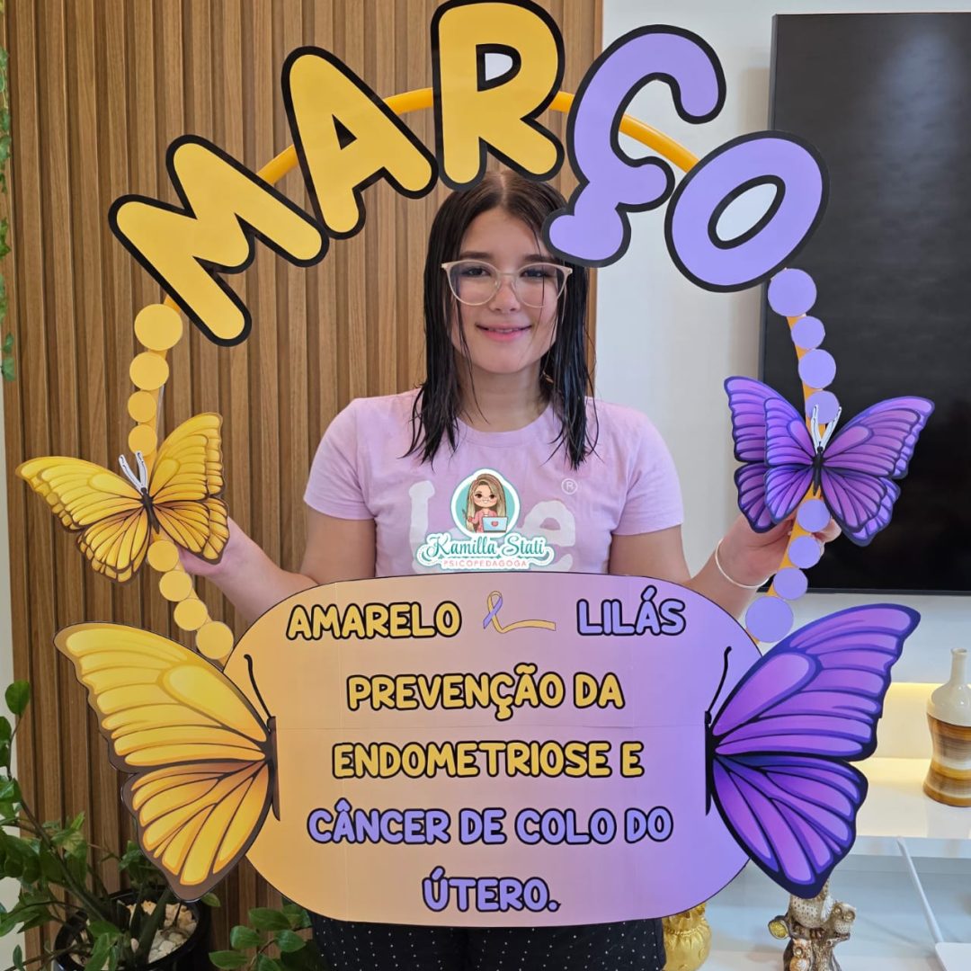 Bambolê para foto março amarelo e lilás