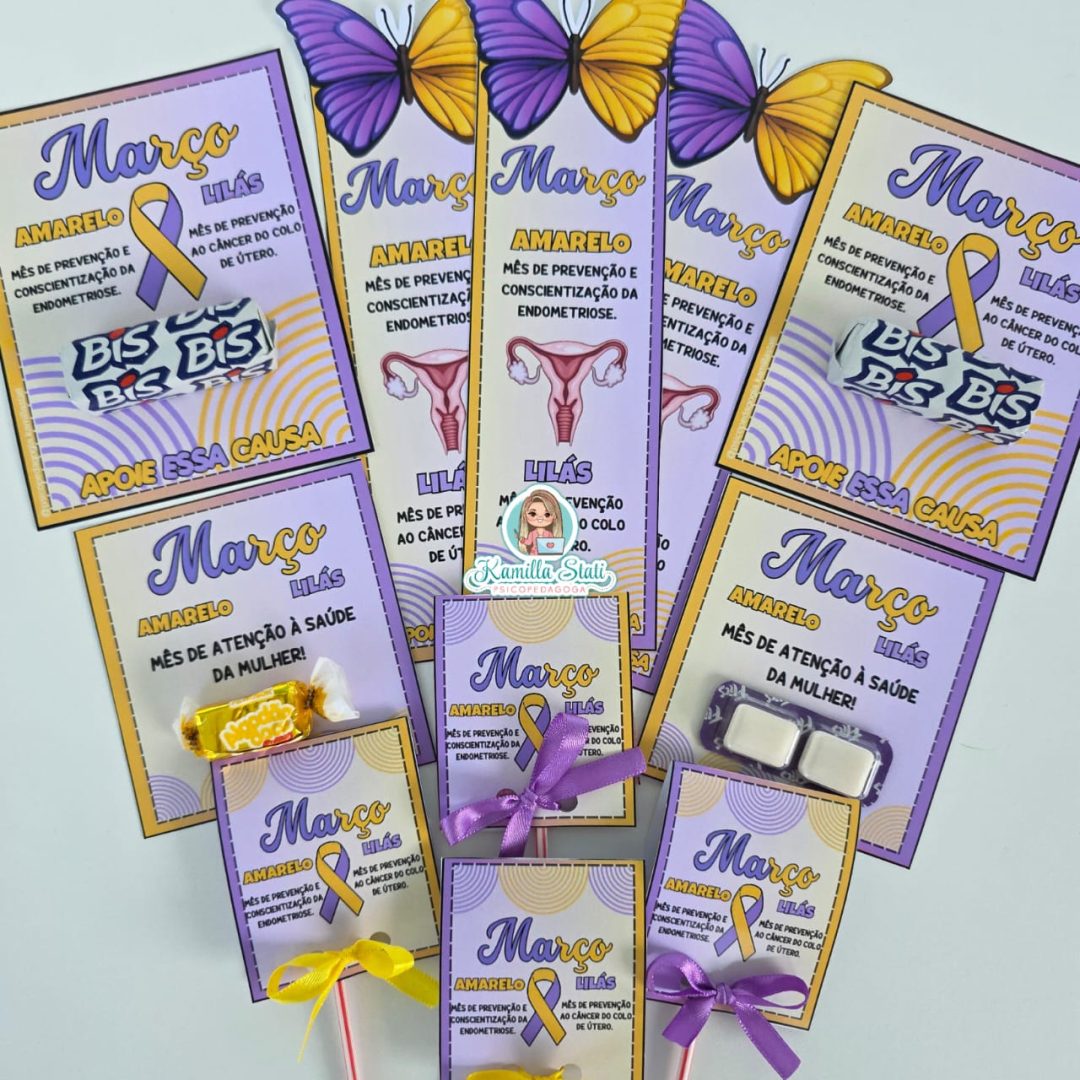 Lembrancinhas março amarelo e lilás