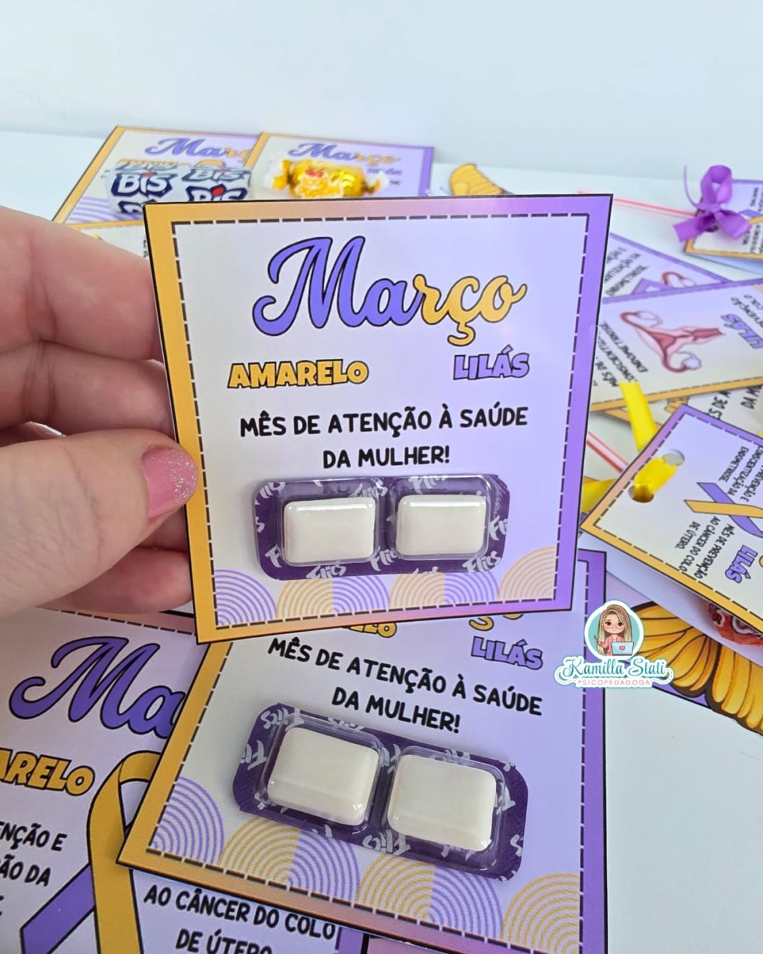 Lembrancinhas março amarelo e lilás - Imagem 2