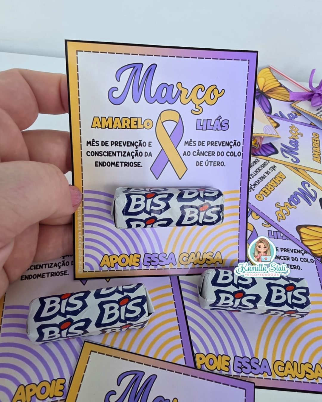 Lembrancinhas março amarelo e lilás - Imagem 4