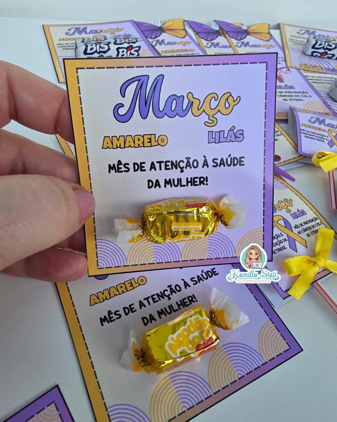 Lembrancinhas março amarelo e lilás - Imagem 6