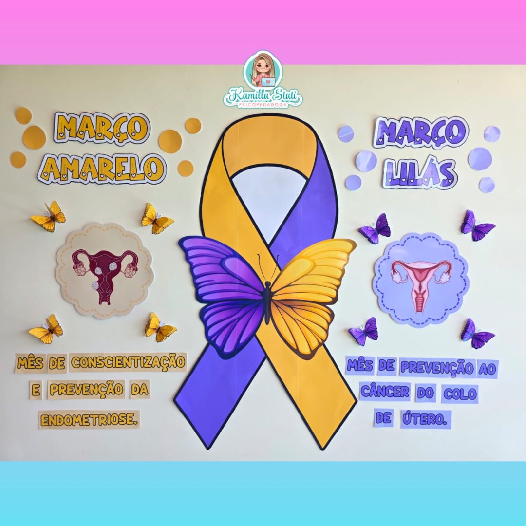 Painel março amarelo e lilás