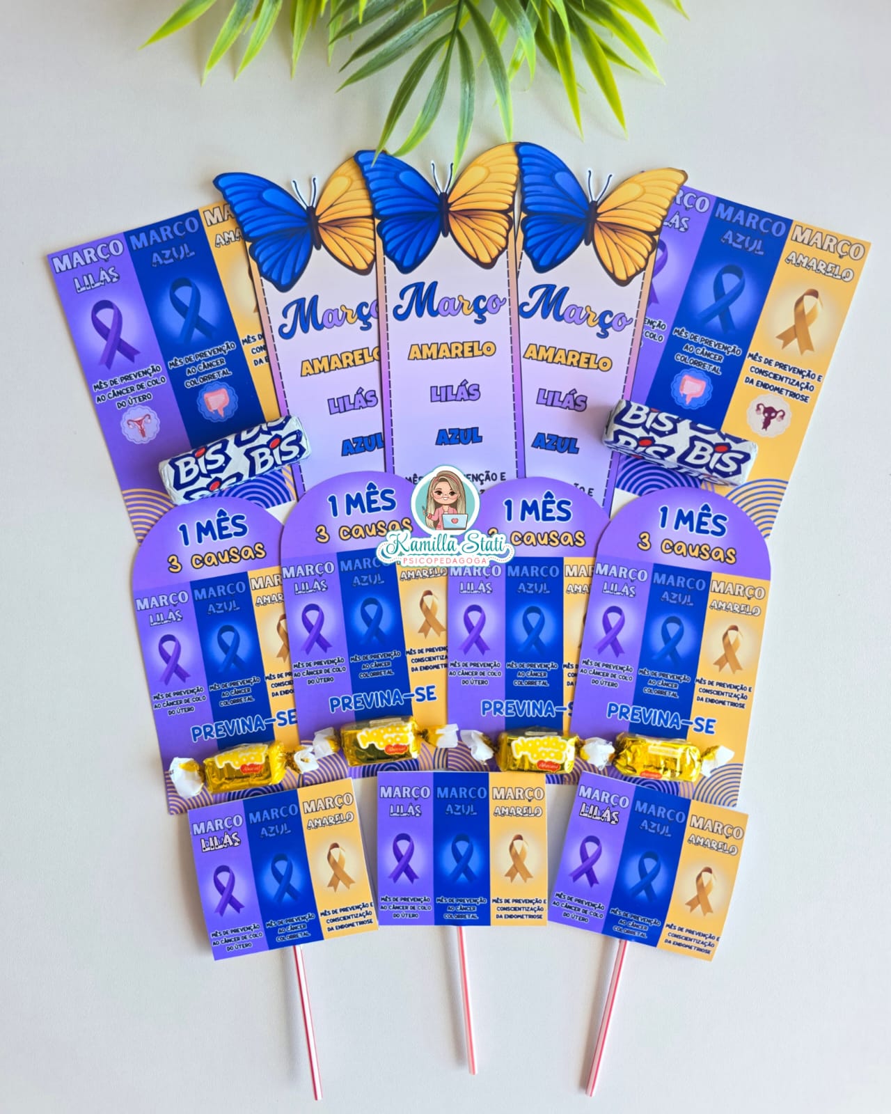 Lembrancinhas março azul, amarelo e lilás 1