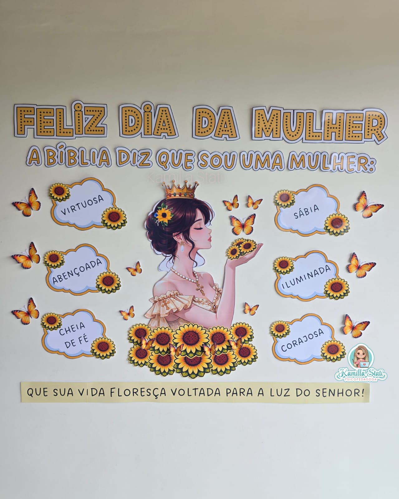 Painel dia da mulher silhueta girassol (1)
