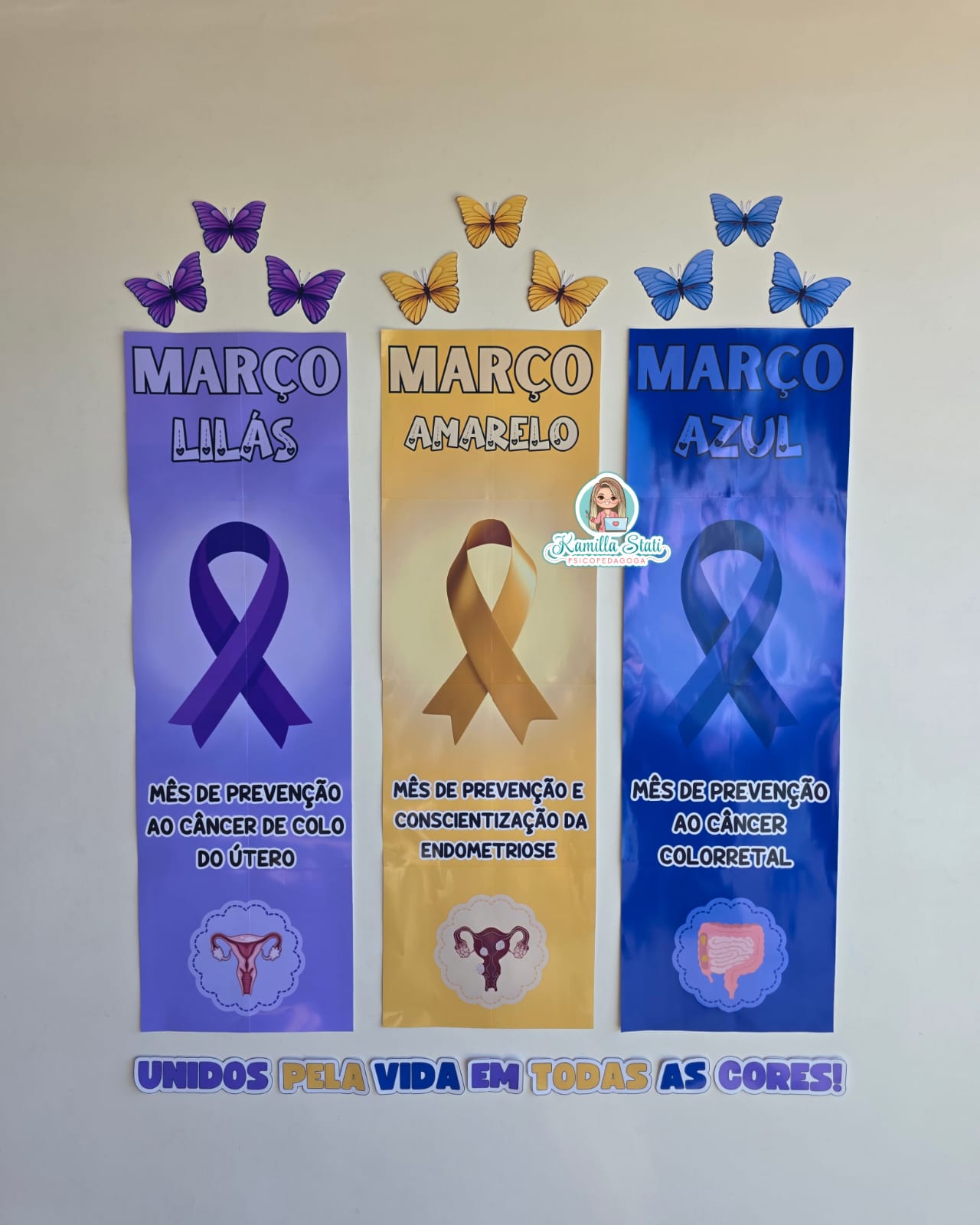 Painel março azul, amarelo e lilás 1