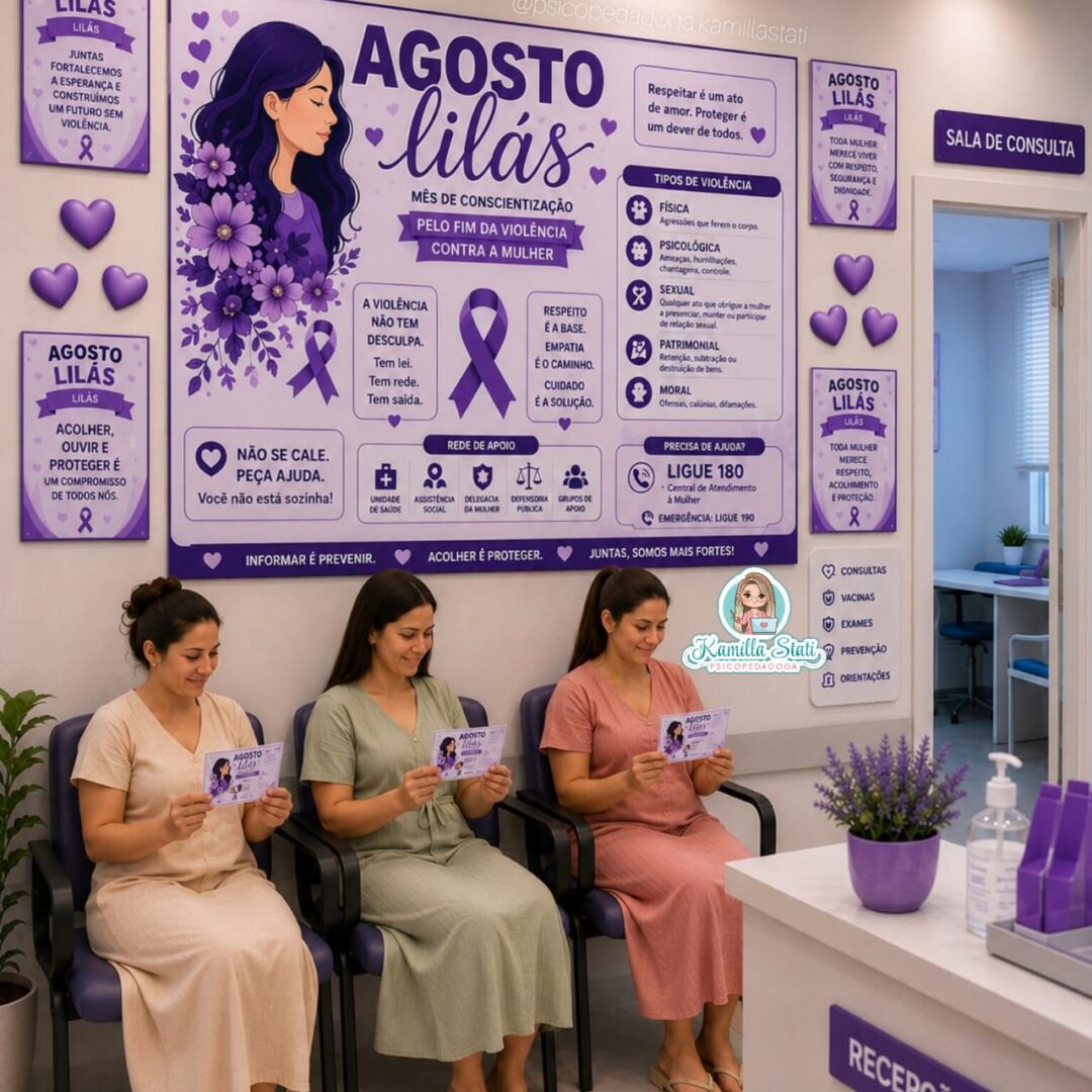 Mural + cartãozinho Agosto Lilás