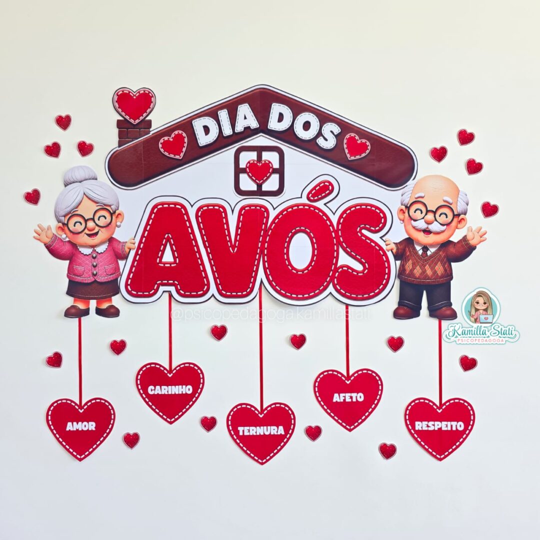 Painel dia dos avós corações